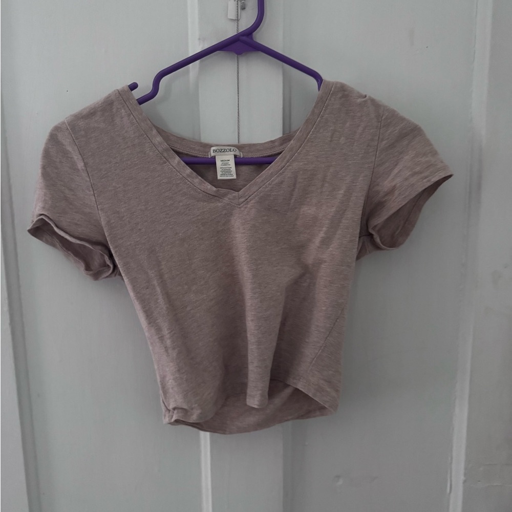 Mossimo Supply Co. V-Neck Tan Crop Top